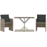 vidaXL 3-dijelni bistro set s jastucima svjetlosivi od poliratana | shoptok.hr