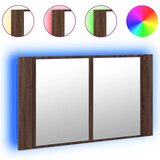 Furnova LED kopalniška omarica z ogledalom rjavi hrast 80x12x45 akril, (21947006) | Shoptok.si