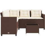  Vrtna sofa L-oblika sa stolom i jastucima smeđa od poliratana | shoptok.hr