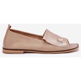 Zazoo Leather Elegant Ballet Flats With Open Toes Beige 1865 | Shoptok.si