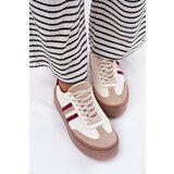 Zazoo Leather Women's Sneakers On Platform N1234 Beige-Red | Shoptok.si
