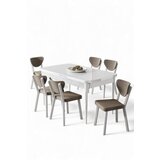 Hanah home Rasklopivi trpezarijski sto i stolice (7 delova) Exve White Cappuccino | Eponuda.com