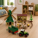 Farm set with tractor, windmill, stable, trailer and animal figures, 45 pieces. | Shoptok.si