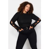 Trendyol Curve Black Turtleneck Straight Bodycone Polyelite Knitwear Plus Size Blouse Cene