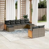 Maison Chic Seti vrtnega pohištva - Vrtna garnitura - Vrtni pohištvo set 9-delna z blazinami siv poli ratan, (21798098) | Shoptok.si