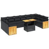 Maison Chic Seti vrtnega pohištva - Vrtna garnitura - Vrtni pohištvo set 11-delna z blazinami črn poli ratan, (21815044) | Shoptok.si