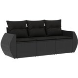  The Living Store Vrtna sedežna garnitura 3-delna z blazinami črn poli ratan - Vrtna Sedežna Garniture, (21443533) | Shoptok.si