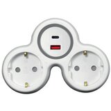 Commel razdelnik dvostruki sa usb punjacem a+c ,belo-sivi ( c240-802 ) Cene