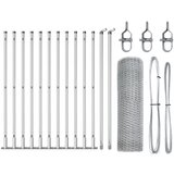 vidaXL Heksagonalna Ograda 0.4x25 m Pocinčani Čelik, Stupovi za Ograde s Postoljem 13 kom Ø32mm 50cm Pocinčani Čelik | shoptok.hr