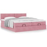 vidaXL Otomanski posteljni okvir z vzmetnicami roza 160x200cm žamet, (21607735) | Shoptok.si