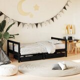  Okvir za dječji krevet s ladicama crni 80 x 160 cm od borovine | shoptok.hr