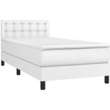 Krevet s oprugama i madracem bijeli 90 x 190 cm od umjetne kože | shoptok.hr