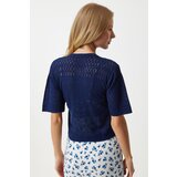  Women's Navy Blue Openwork Seasonal Knitwear Cardigan | Eponuda.ba