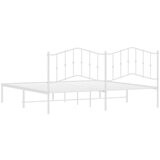 Metalni Kovinski posteljni okvir z vzglavjem bel 200x200 cm | Shoptok.si