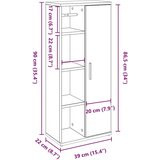 vidaXL Kopalniška omarica z držalom za zvitke siva sonoma 39x22x90 cm | Shoptok.si