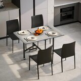  Blagovaonski stol za 4-6 osoba sklopivi stol s kotačima čelični okvir 52 5-120 x 80 x 73 cm siva | shoptok.hr