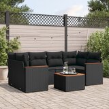 7-dijelni set vrtnih sofa od poliratana s jastucima crni | shoptok.hr