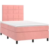 vidaXL Krevet box spring s madracem LED ružičasti 120x190cm baršunasti | shoptok.hr