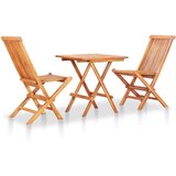 vidaXL 3-dijelni bistro set sa smeđe-sivim jastucima masivna tikovina | shoptok.hr