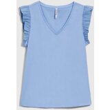 Marisse Sky Blue Blouse With Ruffles On The Shoulders | shoptok.hr