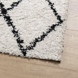  Čupavi tepih PAMPLONA s visokim vlaknima krem-crni 100 x 200 cm | shoptok.hr