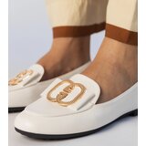 Gemre White women's moccasins with gold decoration Frada | Shoptok.si
