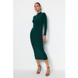 Trendyol Emerald Green Stand-Up Collar Fitted/Situated Maxi Stretch Knit Dress | Shoptok.si