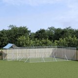 vidaXL Zunanja pasja ograda s streho srebrna 10x6x2,5m pocinkano jeklo | Shoptok.si