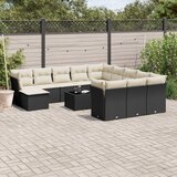 vidaXL 13-dijelni set vrtnih sofa s jastucima poliratan crni Cijene