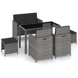 vidaXL Zunanja jedilna garnitura z blazinami 6-delna poli ratan siva, (20680511) | Shoptok.si