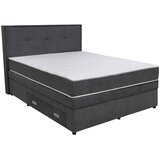 Hom`in POSTELJA BOXSPRING 160 cm x 200 cm , les, tekstil, leseni material temno siva Cene