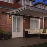  Skrovita tenda S LED lampica Svjetlosiva 500 ×300 cm tkanina | shoptok.hr