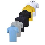 Dewberry SET OF SIX T8586 MEN'S T-SHIRT-BLACK-WHITE-NAVY-GREY-LIGHT BLUE-YELLOW Cene