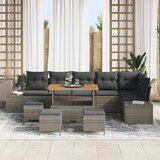  Sjedeća garnitura za vrt 10 kom. 9-Broj sjedala Siva Poli ratan Svjetlosiva 110 x 55 x 71 cm | shoptok.hr