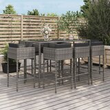 The Living Store Vrtna barska garnitura z blazinami 9-delna siv poli ratan - Vrtna Barska Garnitura, (21476593) | Shoptok.si