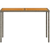  Vrtna miza z leseno akacijevo ploščo siva 115x54x74 cm PE ratan | Shoptok.si