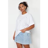 Trendyol Curve White Heart Accessory Detailed Oversize Knitted T-shirt | Shoptok.si