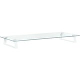 vidaXL Stojalo za monitor belo 80x35x8 cm kaljeno steklo in kovina | Shoptok.si