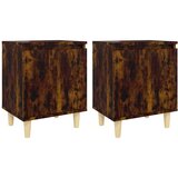  Noćni ormarić s drvenim nogama 2 kom dimljeni hrast 40x30x50 cm | Shoptok.si
