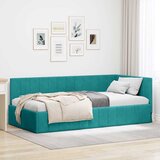 vidaXL Kutni okvir kreveta s uzglavljem Tirkizna 100 x 200 cm Baršun | shoptok.hr