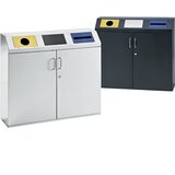 eurokraft pro Omara za zbiranje surovin, prostornina 3 x 50 l, svetlo siva RAL 7035 | Shoptok.si