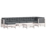 Maison Chic Seti vrtnega pohištva - Vrtna garnitura - Vrtni pohištvo set 8-delna z blazinami bela trdna borovina, (21798993) | Shoptok.si