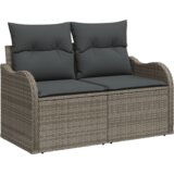 vidaXL 9-dijelni vrtni sofa set s jastučićima siva poli ratan, 2-sjedalni vrtni sofa s jastučićima siva poli ratan | shoptok.hr