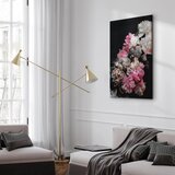  Slika - Peony Charm (1-part) - Colorful Bouquet on Black Background 60x90 | shoptok.hr