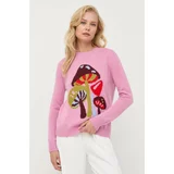 Weekend Max Mara Volnen pulover ženski, roza barva