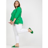 Fashion Hunters Plus size green blouse with applique and printed design Cene