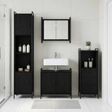  Set ormarića za kupaonicu 4 kom. Crni hrast 40 x 36 x 181 cm - Crni hrast Ormarić ispod sudopera (2 vrata) + viseći ormarić + ku | shoptok.hr