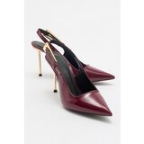 LuviShoes LABIN Women's Burgundy Patent Leather Buckled High Heeled Shoes Cene