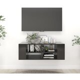 vidaXL Stenska TV omarica visok sijaj črna 102x35x35 cm iverna plošča Cene