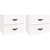 vidaXL Stenska nočna omarica 2 kosa bela 50x36x40 cm | Shoptok.si